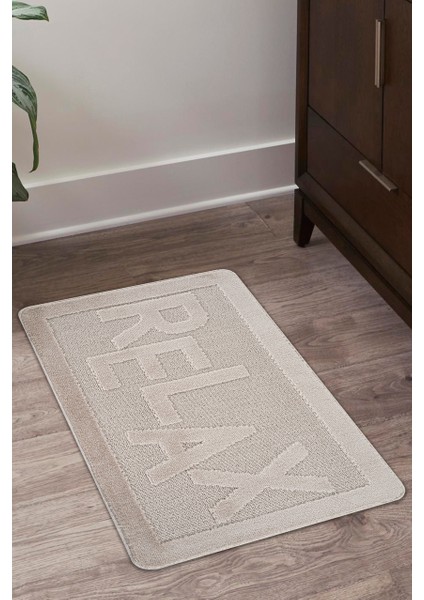 Doğal Kaymaz Taban Banyo Paspas Uzun Ömürlü Yumuşak Dokulu Su Emici Yıkanabilir Yazılı Paspas Vizon Relax 60x100