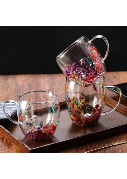 Cam Çiçekli Kupa Bardak 350 ml