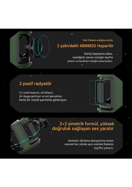 NowGo® F1 Kamp Işığı, Şarjlı Bluetooth Hoparlör Taşınabilir Seyahat Yüksek Ses Kalitesi Su Geçirmez