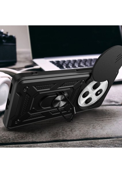 Xiaomi Redmi 14C 4g Uyumlu Magnetik Standlı Kamera Korumalı Sürgülü Vega Kapak-Mavi indirimleri