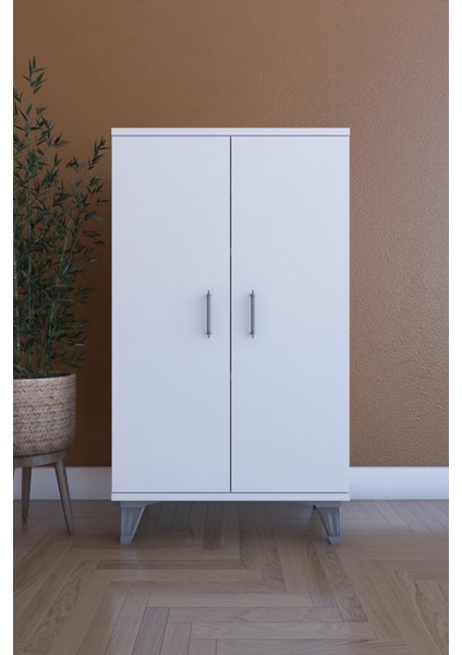 LIJ1500002AACYCA 2 Kapaklı, Çok Amaçlı Dolap, Mutfak Dolabı, Banyo Dolabı Beyaz, 101 x 60 x 30 cm