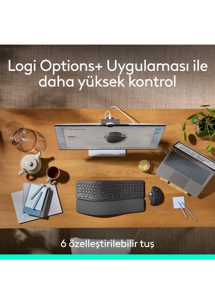 Mx Ergo S Gelişmiş Bluetooth Kablosuz Trackball Pc/mac Için Ergonomik Mouse, Siyah