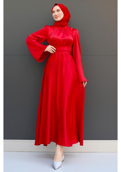 Nazlı Tesettür Elbise Kırmızı