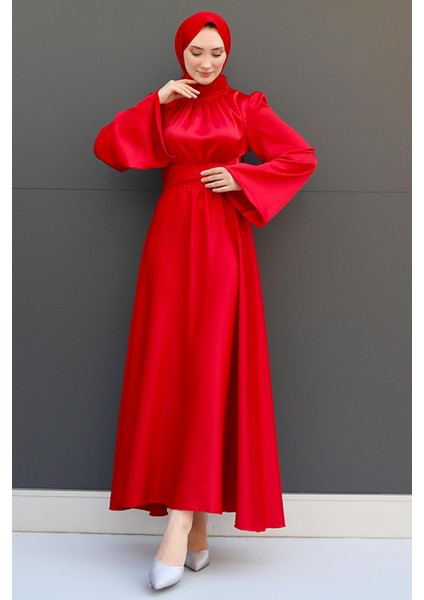 Nazlı Tesettür Elbise Kırmızı fiyatları