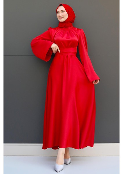 Nazlı Tesettür Elbise Kırmızı modelleri