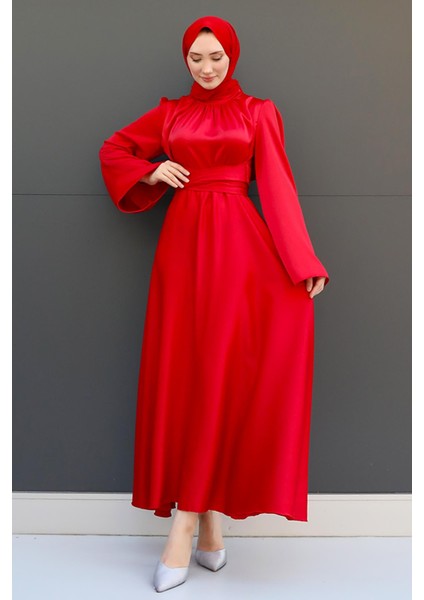 Nazlı Tesettür Elbise Kırmızı fırsatları