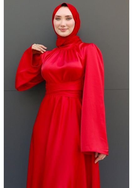 Nazlı Tesettür Elbise Kırmızı indirimleri
