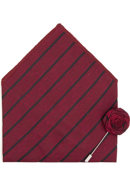 Erkek Bordo 3'lü Kravat Mendil Set 50309605-900