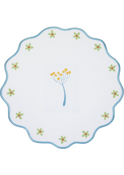 Mamma Mia Çiçek Işlemeli Amerikan Servisi 40 cm Mavi