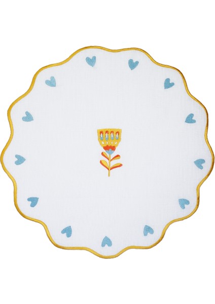 Mamma Mia Çiçek Işlemeli Amerikan Servisi 40 cm Sarı