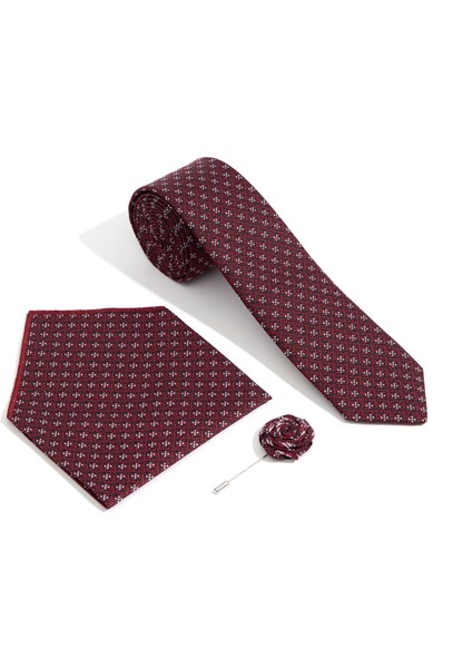 Erkek Bordo 3'lü Kravat Mendil Set 50309608-900