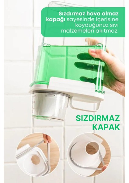 Tekno Trust 2 Li Sızdırmaz Depolama Sıvı Toz Deterjan Saklama Kutusu- Ölçekli Deterjan Kutusu 1800 ml 2300 ml