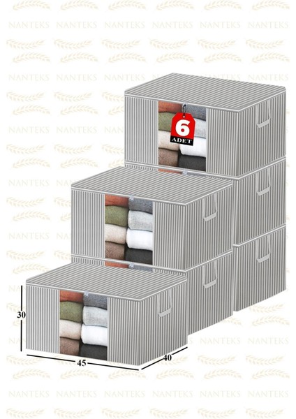 Tekno Trust 6 Adet Çizgili Pencereli Kazak Hurcu 45 x 40 x 30