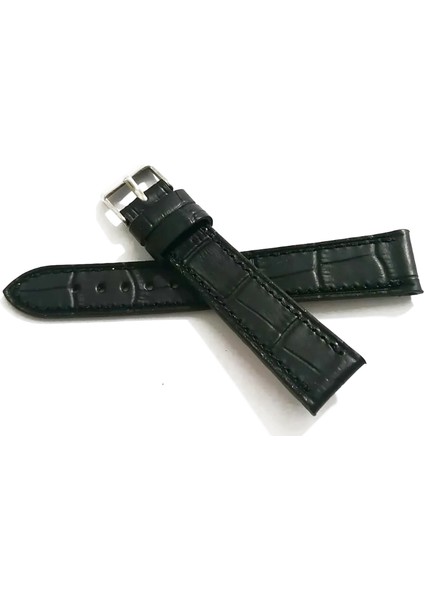 Fado&her Saate Uyumlu Hakiki Deri Saat Kordonu 18 mm (41) Siyah