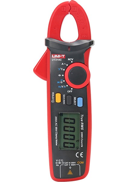 Unıt UT-210C Ac 200A True Rms Yüksek Hassasiyetli Mini Dijital Kelepçe Multimetre;unit