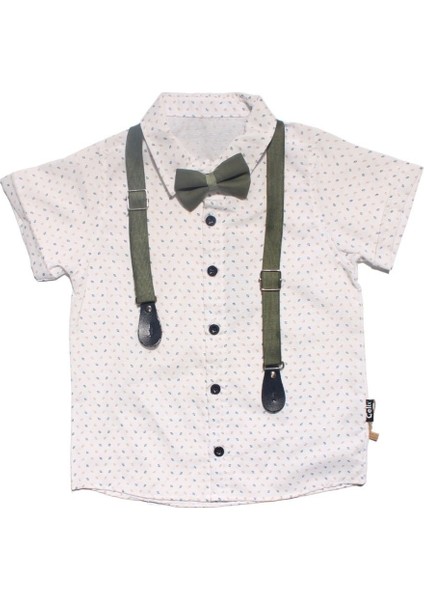 Erkek Çocuk Ekru Yeşil Papyonlu Askılı Gömlek Takım indirimleri