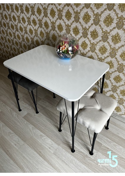 Metal Ayaklı 60X90 Beyaz Mutfak Masası - Çalışma Masası, Mutfak Masası, Masa