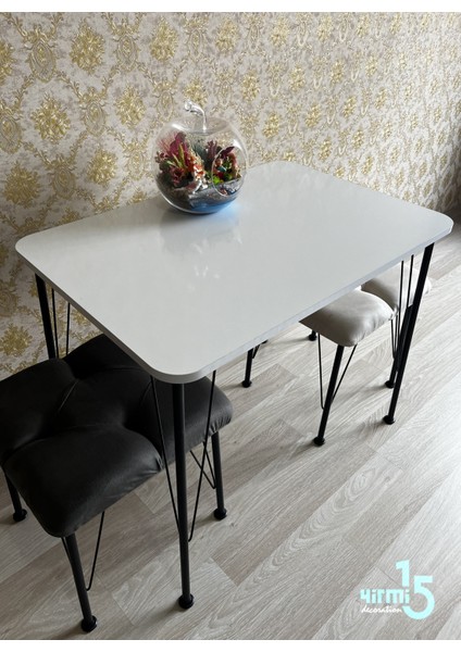 Metal Ayaklı 60X90 Beyaz Mutfak Masası - Çalışma Masası, Mutfak Masası, Masa