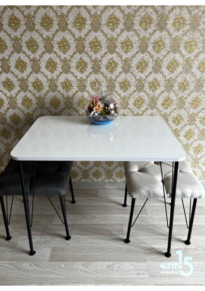 Metal Ayaklı 60X90 Beyaz Mutfak Masası - Çalışma Masası, Mutfak Masası, Masa