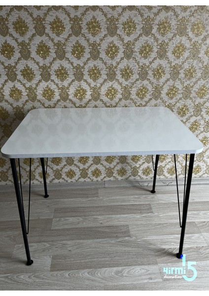 Metal Ayaklı 60X90 Beyaz Mutfak Masası - Çalışma Masası, Mutfak Masası, Masa
