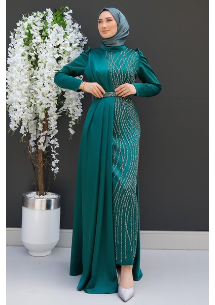 Yonca Pelerin Abiye Zümrüt modelleri