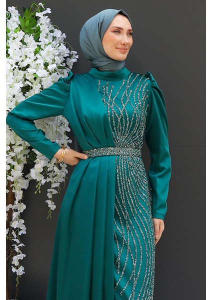 Yonca Pelerin Abiye Zümrüt indirimleri