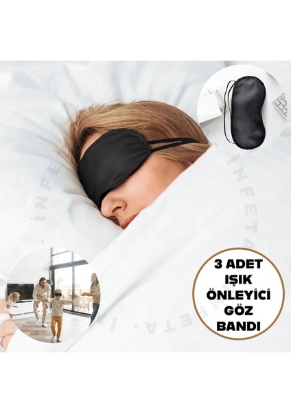 3 Adet Uyku Göz Bandı Maskesi Işık Önleyici Gözlük Maske Bant