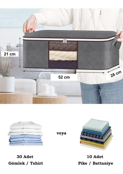 Tekno Trust 3 Adet Gri Pencereli Baza Altı Kazak Pike Battaniye Giysi Kıyafet Hurcu / 52 x 28 x 21 fiyatları