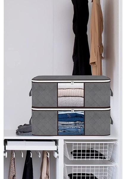 Tekno Trust 3 Adet Gri Pencereli Baza Altı Kazak Pike Battaniye Giysi Kıyafet Hurcu / 52 x 28 x 21 modelleri