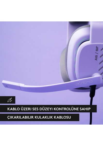 Astro A10 Kablolu Bilgisayar Için Oyuncu Kulaklığı, Lila