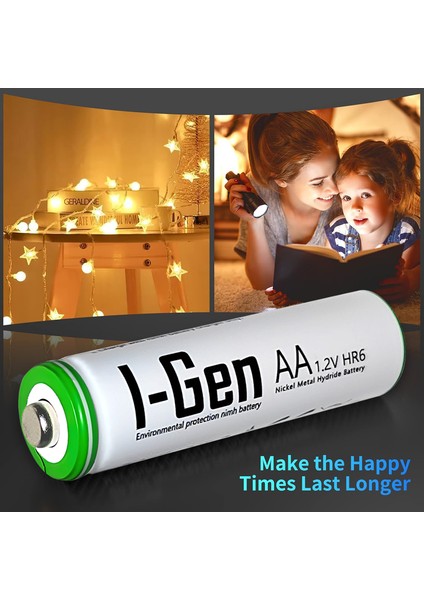 I-Gen G427 4'lü Pil Şarj Aleti + 4 Adet AA 2700 mAh Kalem Pilli Set 1.2V Ni-MH