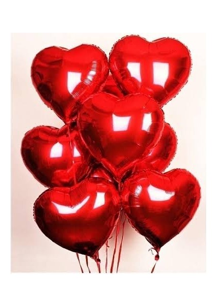 Folyo Kalpli Uçan Kalp Balon 10 Adet 45 cm Kırmızı Romantik Evlilik Teklifi