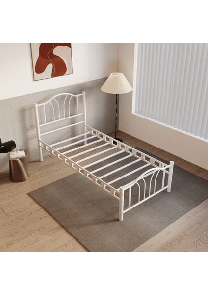 Bella Tek Kişilik Ferforje Metal Karyola 90x200 Beyaz modelleri