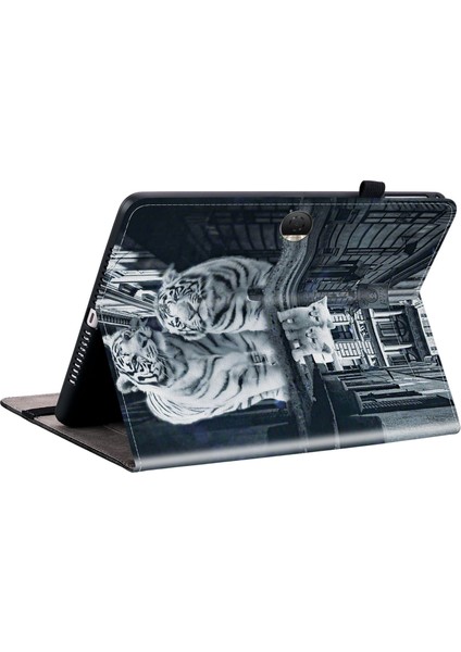 Honor Pad 9 Kart Yuvası Kılıfı Desen Baskı Pu Deri Tablet Kapağı-Kedi ve Kaplan Için (Yurt Dışından)