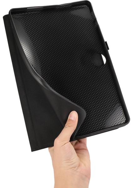 Honor Pad 9 Için Deri Kılıf Kumaş Doku Tablet Kapak Standı Kart Tutuculu-Siyah (Yurt Dışından)
