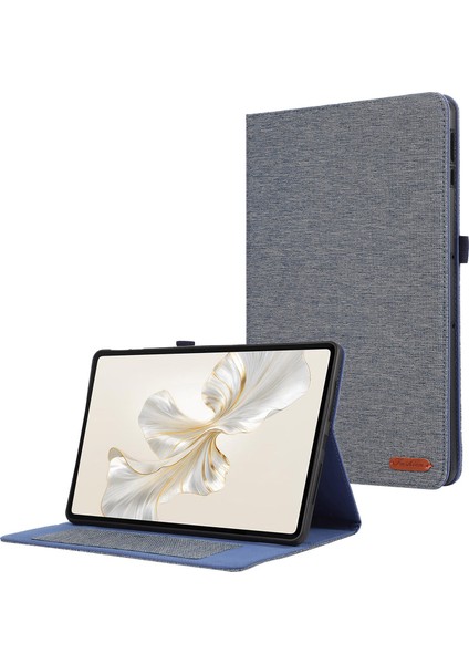 Honor Pad 9 Için Deri Kılıf Kumaş Doku Tablet Kapak Standı Kart Tutuculu-Mavi (Yurt Dışından)