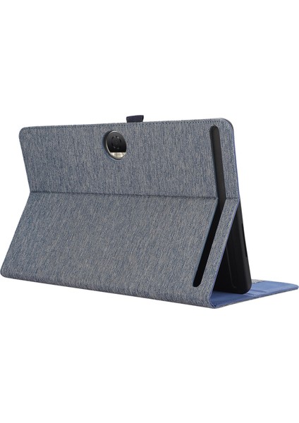 Honor Pad 9 Için Deri Kılıf Kumaş Doku Tablet Kapak Standı Kart Tutuculu-Mavi (Yurt Dışından)