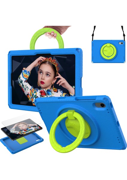 Kartal Desenli Kickstand Tablet Kapağı Huawei Matepad Se 11/lenovo Tab M11/SAMSUNG Galaxy Tab S9 Fe/s9/s8/s7/xiaomi Redmi Pad Se/pad 6-Mavi (Yurt Dışından)