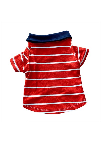 Red Stripe Elegance Polo Yaka Tişört Kedi Kıyafeti Kedi Elbisesi fiyatları