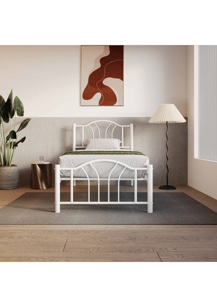 Bella Tek Kişilik Ferforje Metal Karyola 120x200 Beyaz fiyatları