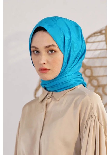 Petrol Loryan Scarf Jakar Retro Şal