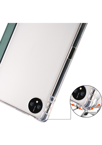 Huawei Matepad Pro 11(2024)ÜÇ Katlı Standlı Deri Kılıf Şeffaf Arka Kapak Kalem Yuvası-Gece Yarısı Yeşili Için (Yurt Dışından)