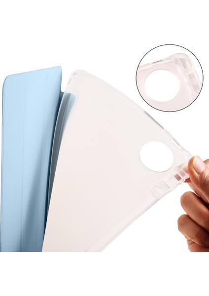 Huawei Matepad Pro 11(2024)ÜÇ Katlı Standlı Deri Kılıf Kalem Yuvalı Şeffaf Arka Kapak-Bebek Mavisi Için (Yurt Dışından)