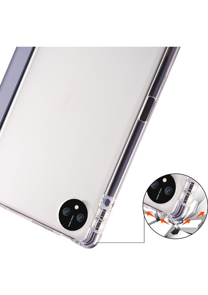 Huawei Matepad Pro 11(2024)ÜÇ Katlı Standlı Deri Kılıf Kalem Yuvalı Şeffaf Arka Kapak-Mor (Yurt Dışından)