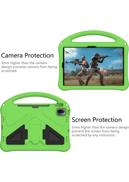 Xiaomi Pad 6/pad 6 Pro/huawei Matepad Se 11 Çocuklar Tablet Kılıfı Kolu Kickstand Sağlam Eva Kapak-Yeşil (Yurt Dışından)