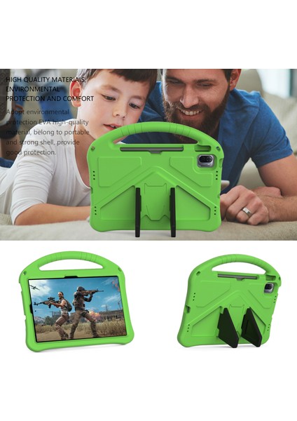 Xiaomi Pad 6/pad 6 Pro/huawei Matepad Se 11 Çocuklar Tablet Kılıfı Kolu Kickstand Sağlam Eva Kapak-Yeşil (Yurt Dışından)