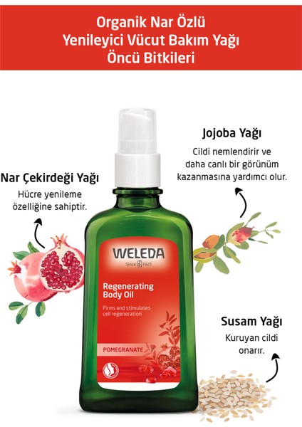 Organik Nar Özlü Yenileyici Vücut Bakım Yağı 100ml