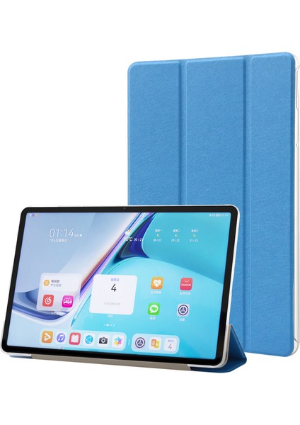 Huawei Matepad Pro 11(2022)İPEK Doku Koruyucu Kılıf Pu Deri Üç Katlı Stand Folyo Kapak-Bebek Mavisi Için (Yurt Dışından)