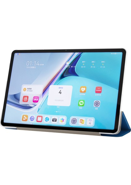 Huawei Matepad Pro 11(2022)İPEK Doku Koruyucu Kılıf Pu Deri Üç Katlı Stand Folyo Kapak-Bebek Mavisi Için (Yurt Dışından)