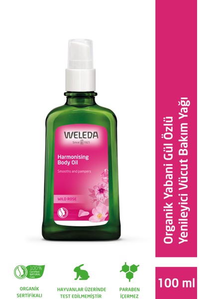 Organik Yabani Gül Özlü Yenileyici Vücut Bakım Yağı 100ml